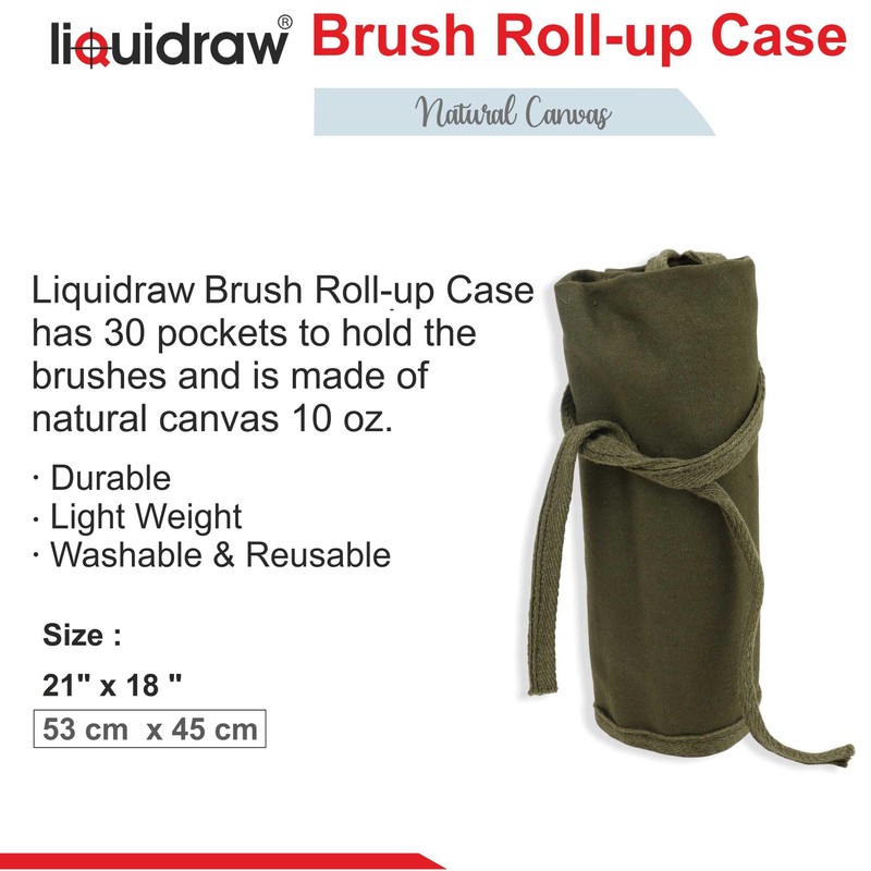 Liquidraw Pinselhalter mit 30 Fächern, aufrollbare Pinseltasche, Aufbewahrungstasche, Make-up-Pinseletui, Grün