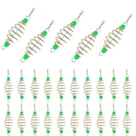 25PCS Fishing Feeder Bait Cage,Olive Shape Spring Fishing Bait Cage Holder Fishing Accessories Lure Feeder Carp Lure Fish with Pendant Bead