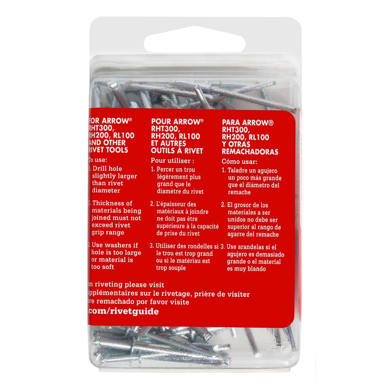 Arrow RMS1/8IP Medium Steel 1/8-Inch Pop Rivets for Metal, Fabric,