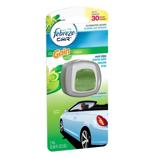 Febreze Air Freshener, Car Vent Clip Air Freshener, with Gain