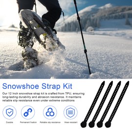 4 Pack 12 Inch Snowshoe Straps Replacement for MSR Classic Snowshoes Straps Kit, Adjustable Ski Boot Wraps Ties Compatible with Denali Evo Ascent Snowshoes, PosiLock Bindings