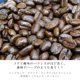 Coffee Beans "Mandelin (300 g) Medium Deep Roasted (Full City Roast) [Beans Remaining] Trial Size" [Coffee Fool Shop] "Scent Like Forest and Herbs" Indonesia Sumatra Mandelin G1 Special Special Special Home-Roasted Coffee