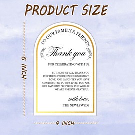 50PCS Wedding Thank You Place Setting Cards,Gold Foil Wedding Place Setting Cards for Wedding Table Reception Table Centerpieces, Wedding Decorations, Wedding Supply, Dinner Plates(4×6 Inch, semicircle)