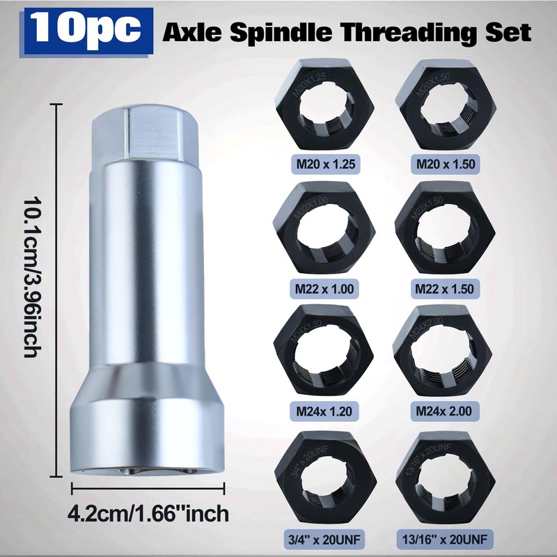 SPEEDWOX 10pc Axle Spindle Threading Set Axle Thread Repair Kit