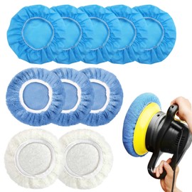 UICCVOKK Pack of 10 Polishing Hoods Car Polishing Bonnet Set Soft Microfibre Bonnet Cotton Polishing Caps for 230 mm - 250 mm Car Polishing Machine for Waxing and Car Polishing