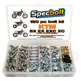 150pc Specbolt KTM SX EX EXC 2 or 4 Strokes Bolt Kit Maintenance MX Dirtbike OEM Spec Fastener 2 STROKES: 50 60 65 85 105 125 250 300 360 380 550 AND 4 STROKES: 250 350 400 450 500 520 525 530 620 640