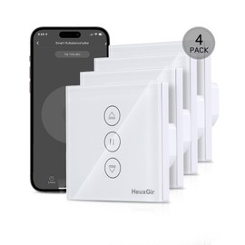 HeuxGir 86 * 86mm Smart Roller Shutter Switch，Rolladenschalter wlan Control with Controllable LED，Compatible with Alexa and Google Home, App Controllable 4Pack