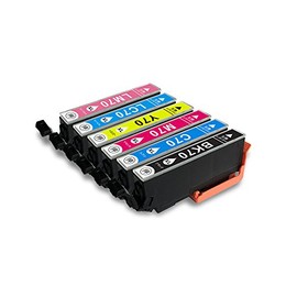 IC70L 6 Color Set (ICBK70L x 1, ICC70L x 1, ICM70L x 1, ICY70L x 1, ICLC70L x 1, ICLM70L x 1), Compatible Ink for Increased EPSON Printers with Remaining Charge Detection Function (IC70 IC70L EP-805A EP-706A EP-806 AW EP-306)