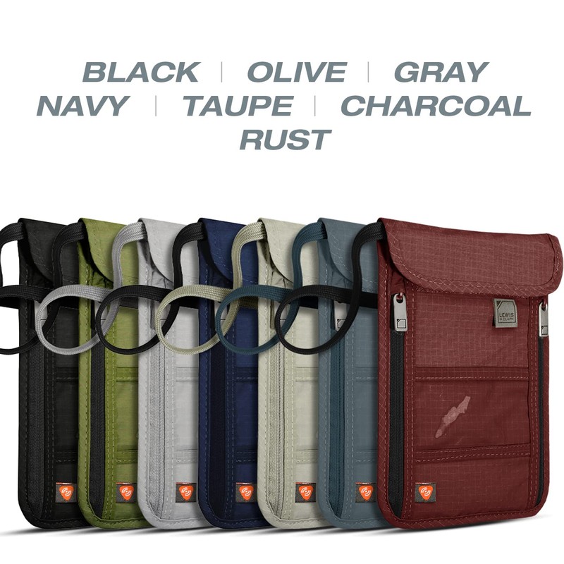 Lewis N. Clark Men's RFID Blocking Stash Wallet, Travel Neck