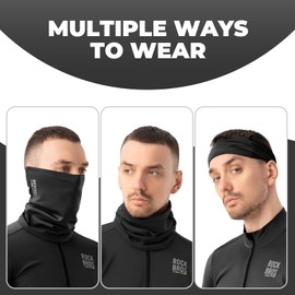 ROCKBROS Road-to-Sky Half Balaclava Bicycle Neckerchief Breathable Tube Scarf Neck Warmer Men Women Warm Windproof Balaclavas for Cycling Running, black