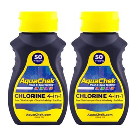 AquaChek Yellow 4-Way Test Strips for Pool & Spa – 50 Count – Lab Verified Accuracy for pH, Chlorine, Alkalinity & Cyanuric Acid – Fast Results – Made in USA - (2-Pack)