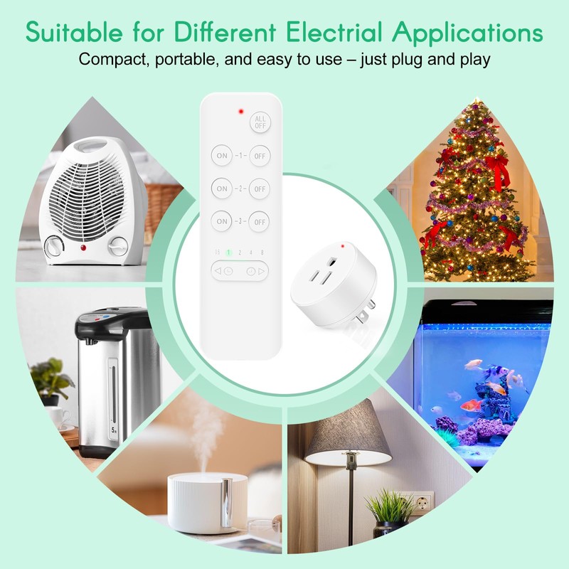 NineLeaf Remote Control Outlet Plug with Countdown Timer, Remote Switch
