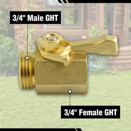 LEONTOOL Absperrventil für Gartenschlauch aus robustem Messing, 3/4 Zoll, Paket mit 2 Absperrventilen aus massivem Messing mit großem Griff, Anschluss für Gartenschlauch