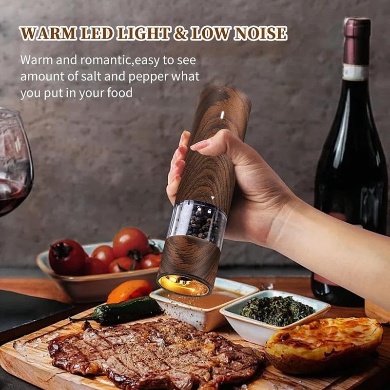 Peakloong Electric Salt and Pepper Grinder Set-Automatic Pepper and Salt