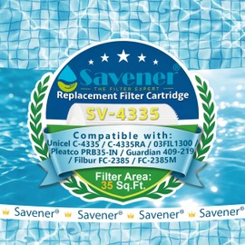 Savener® C-4335 Hot Tub Spa Filter Cartridge, Compatible with PRB35-IN, Unicel C-4335, Filbur FC-2385, Guardian 409-219, 817-3501, 35 In-Line, R173431, FW-PFC-PRB35, FD2002, 35 Sq. Ft, 2 Pack