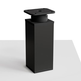 sossai® Designer Furniture Feet MFV1, Height Adjustable, Set of 8, Square Profile: 40 x 40 mm, Colour: Matte Black, Height: 80 mm (+20 mm), High-Quality Wood Screws Included