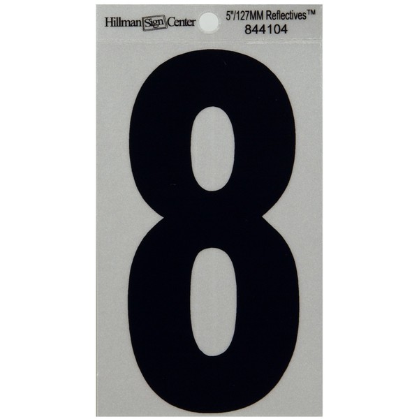 Hillman 844104 5-1/4" Black and Silver Reflective Poly-Film Adhesive Number