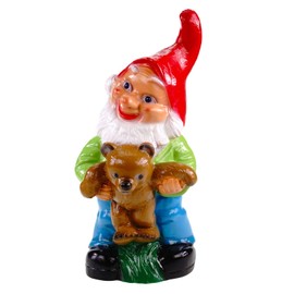 Kremers Schatzkiste Garden Gnome with Teddy Weatherproof PVC 36 x 18 cm - UV Protection - Made in Germany - Double Varnished - Shatterproof - Warm Garden Decoration for Patio and Lawn