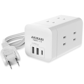 KIMOC Power Strip Tower with USB 3.3 ft (1 m) Lightning Guard, 6 AC Outlets, USB-A, 2 Ports, USB-C and 1 Port, 180° Swing Plug, Table Tap, Octopus Outlet, White, Compact, Vertical and Horizontal