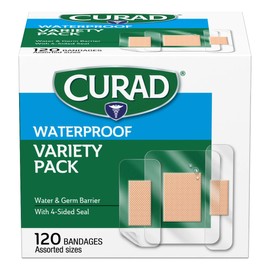 Curad Waterproof Bandage Variety Pack, 3 Styles Included; Assorted Size, 120 Bandages