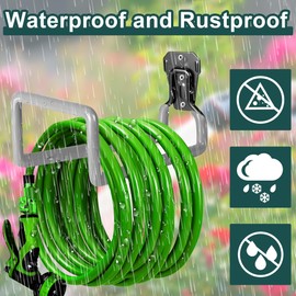 2pcs Hose Holder Wall Mount - Metal Garden Hose Hanger Sturdy Hose Reel Holds up to 150ft Hose, Heavy Duty Water Hose Holders for Outside Yard