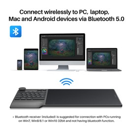 Wireless Drawing Tablet HUION Inspiroy Keydial KD200 Bluetooth Graphic Tablet with Keyboard Dial 5 Customized Express Keys Battery-Free Pen, 8.9x5.6inch Work with Windows, Mac, Android