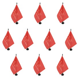 AZ FLAG - Set of 10 USSR Red Army 1945 Victory of 1945 Table Flag 5'' x 8'' - 10 Small RKKA comunist Office Flags 100% Polyester 21 x 14 cm - Mini Desk Flag with 10'' Pole and Black Plastic Base