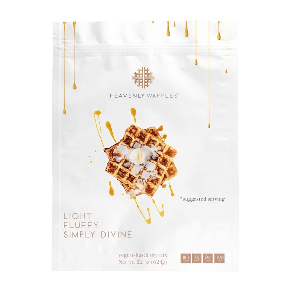 Heavenly Waffles Chef Developed Revolutionary Waffle Mix - 22 Ounce Bag - 40% Dry Yogurt, High-Protein, Low-Fat, Healthy, Light, Fluffy, Delicious, Belgian Waffles, Pancakes, For Dinner or Breakfast