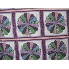 90" Wide Cheater Quilt Top Dresden Plate Purple. Fabric is Sold by The Yard and Cut to Order. for Example, Order of 1 Yard (Qty=1) is 90" x 36". Order of 3 Yards (Qty=3) is 90" x 108".
