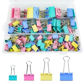 170 Pcs Binder Clips Assorted Sizes, Colored Large, Medium, Small Binder Paper Clips for Office Supplies, Home, School Document Organizing (Blue,...  