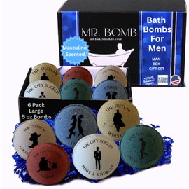 Mr. Bomb Dude Bath Bombs for Men, Infused for Guy Relaxation, Gift for Him, Manly Bath Soak, Masculine Scents for Men, Relaxing Bliss for The Gents - USA Crafted 6 Pk Male Set, Cowboy-Up Collection