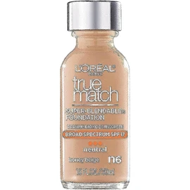 L’Oréal Paris Makeup True Match Super-Blendable Liquid Foundation, Honey Beige N6, 1 Fl Oz,1 Count