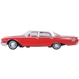 DCD 1960 Ford Fairlane Sedan 500 Monte Carlo 1/87 (HO) Scale Diecast Model Car Corinthian White Red Top Interior Doors Open