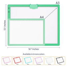 iVyne Rechargeable A3 Light Pad for Diamond Painting - LED Light Board for Weeding & Tracing - Diamond Art Light Pad - Ultra-Thin & Portable - Perfect for Artists & Crafters - Green