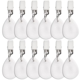 DEAYOU 12 PCS Marble Table Weights, Teardrop Table Cover Hanger with Metal Clip for Picnic, Garden Flag, Curtain (White)
