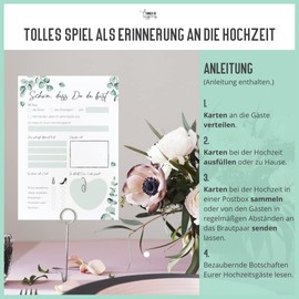 Things of Happiness 52 Postcard Game Wedding | Wedding Game for Guests | Alternative Guest Book for Wedding | 52 Weeks Game (Green Eucalyptus)