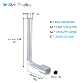 CoCud Metric L Shaped Angled Hex Socket Wrench, | 10mm | Single-Head Elbow 6 Point Hex Wrench - (Applications: for Mechanic Repair Tool), 1-Piece
