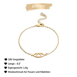Jenosy 14K Gold Plated Bracelet Evil Eye for Women Dainty Chain Simple Jewelry Cute for Girls
