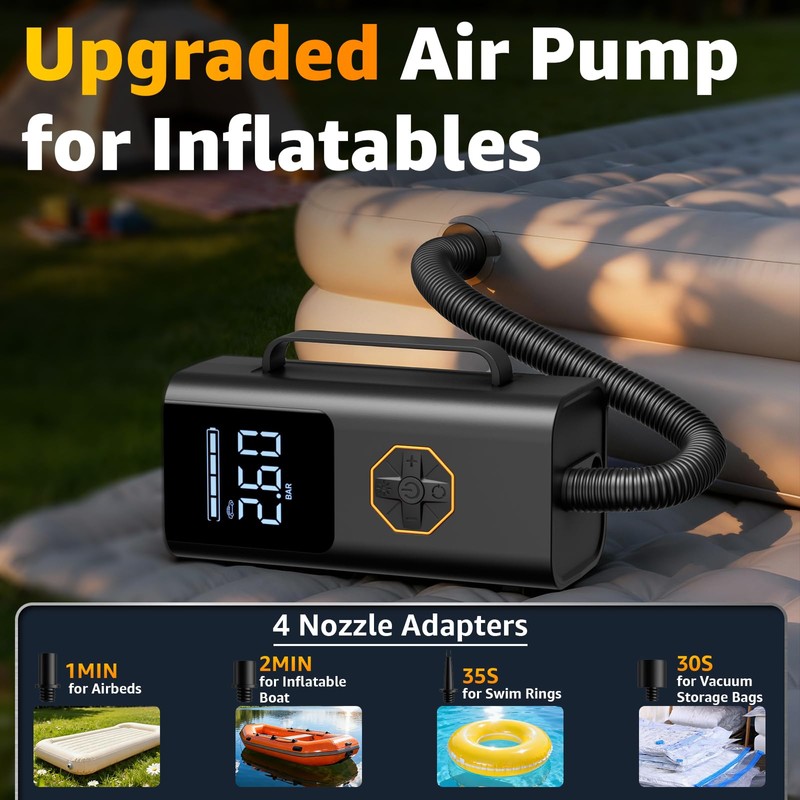 Lehwey Portable Jump Starter with Air Compressor - 12V Car