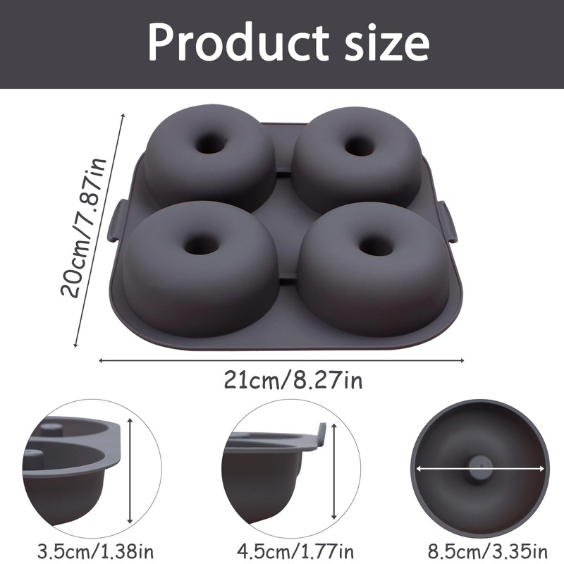 Butabeishy Silikon Donut-Backform, 2 Stück Antihaftbeschichtet Backform für Heißluftfritteuse, 4