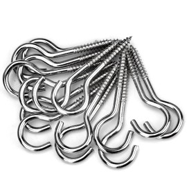 HATANSE Pack of 115 Screw Hooks, Stainless Steel, 5 Sizes, Hooks for Screwing Cup Hook Screw with Thread, Screw-In Hooks, Ceiling Hooks for Cups, Tea Cups, Keys, Lamps and Christmas Decoration