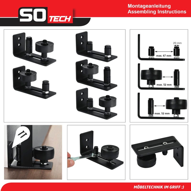 SOTECH Sliding Door Floor Guide ST-BF-02 Roller Guide for Door
