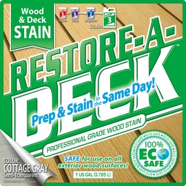 Restore-A-Deck Wood Stain for Decks, Fences, & Wood Siding - Semi-Transparent (1 Gallon, Cottage Gray Semi-Transparent)