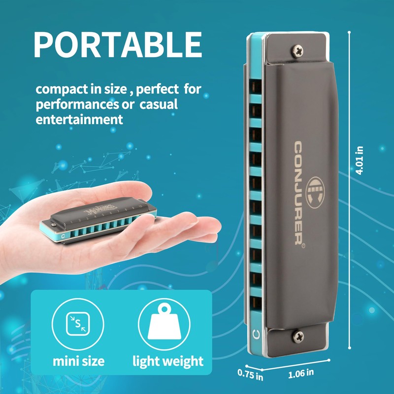 CONJURER Deluxe 10 Hole Pro Diatonic Blues Harmonica in C