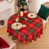 Romanstile Round Christmas Tablecloth Wipe Clean Red Green Gingham Xmas