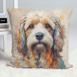 The Beach Stop Decorative Cockapoo Dog Accent Cushion Cover | Home Decor Inspo | Gift Idea for Cockerpoo Lovers | 45x45cm 18x18” | Cockapoo Abstract