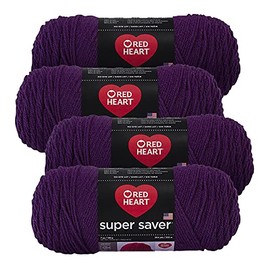 Red Heart Super Saver Yarn (4-Pack of 7oz Skeins) (Dark Orchid)