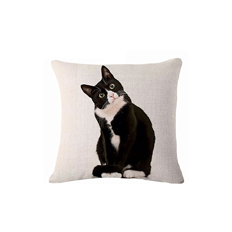 Glareshop Cat Print Linen Pillow Case Cushion Throw Cover Home