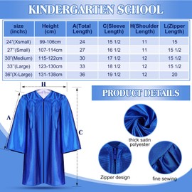 Retisee 7 Pieces 2025 Kindergarten and Preschool Graduation Cap Gown Stole Set with 2025 Tassel Diploma Grade Graduation(Blue, Size 36, X-Large)