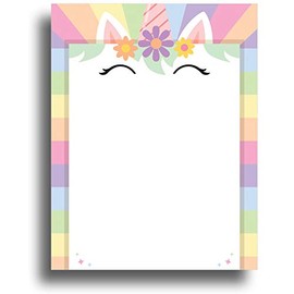 Unicorn Border Stationery Paper - 80 Sheets - Great for Birthday Invitations, Flyers, and Announcements
